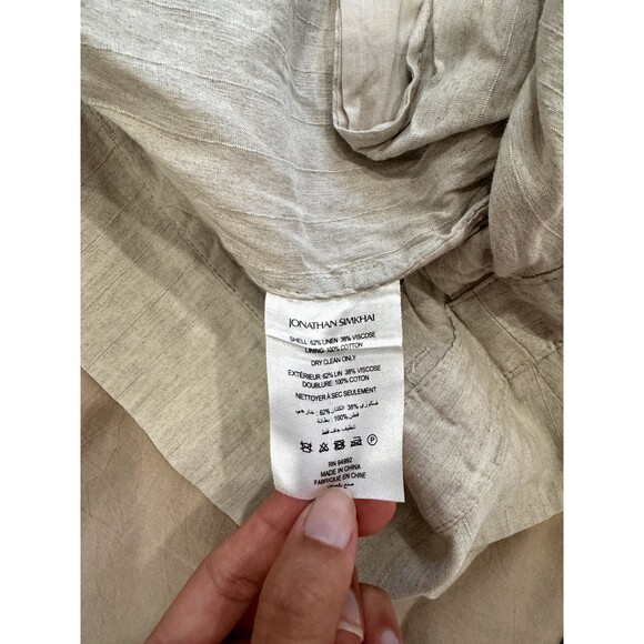 Jonathan Simkhai Light Beige Linen Cargo Sz 6 Bridgerton Coquette Lagenlook - Picture 5 of 9